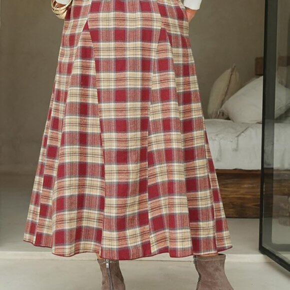 Womens Flannel Plaid Long Skirt - Picture 7 of 8